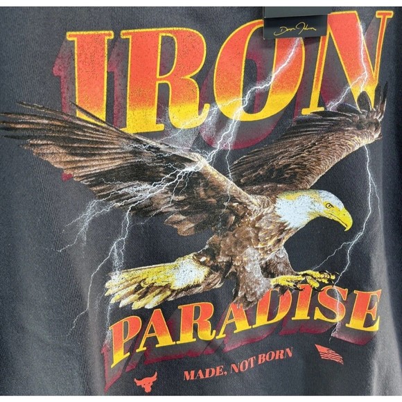 Under Armour Project Rock Iron Paradise Men Sz M Cutoff Sweatshirt Vintage Look - Picture 2 of 6